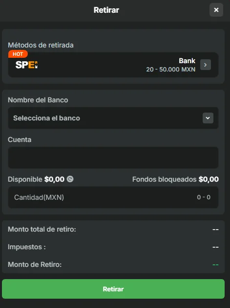 pasos para retirar dinero